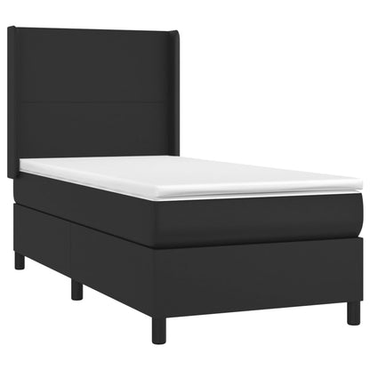 Boxspringbett mit Matratze & LED Schwarz 90x200 cm Kunstleder