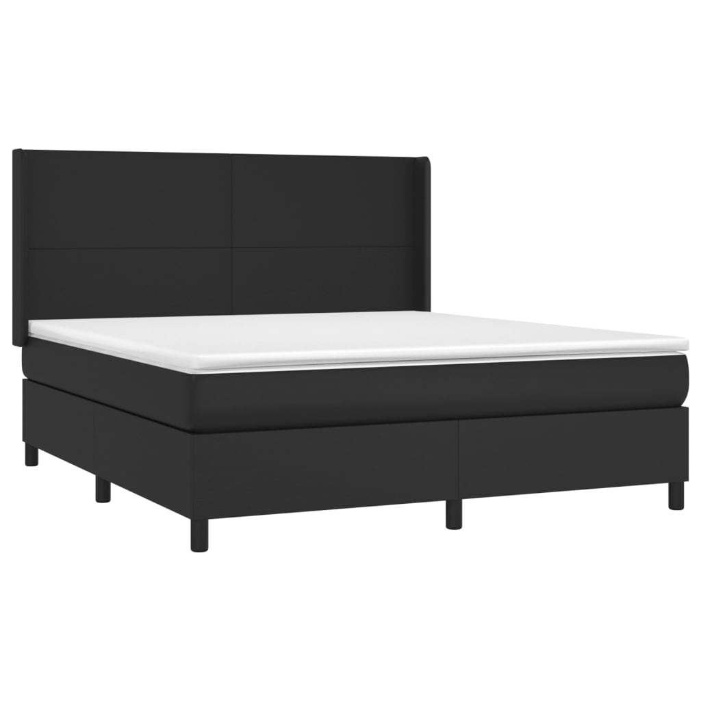 Boxspringbett mit Matratze & LED Schwarz 160x200 cm Kunstleder