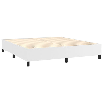 Box spring bed with mattress &amp; LED white 160x200 cm artificial leather