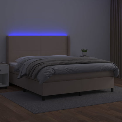 Boxspringbett mit Matratze & LED Cappuccino-Braun 160x200cm