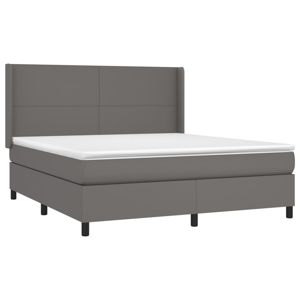 Boxspringbett mit Matratze & LED Grau 180x200 cm Kunstleder