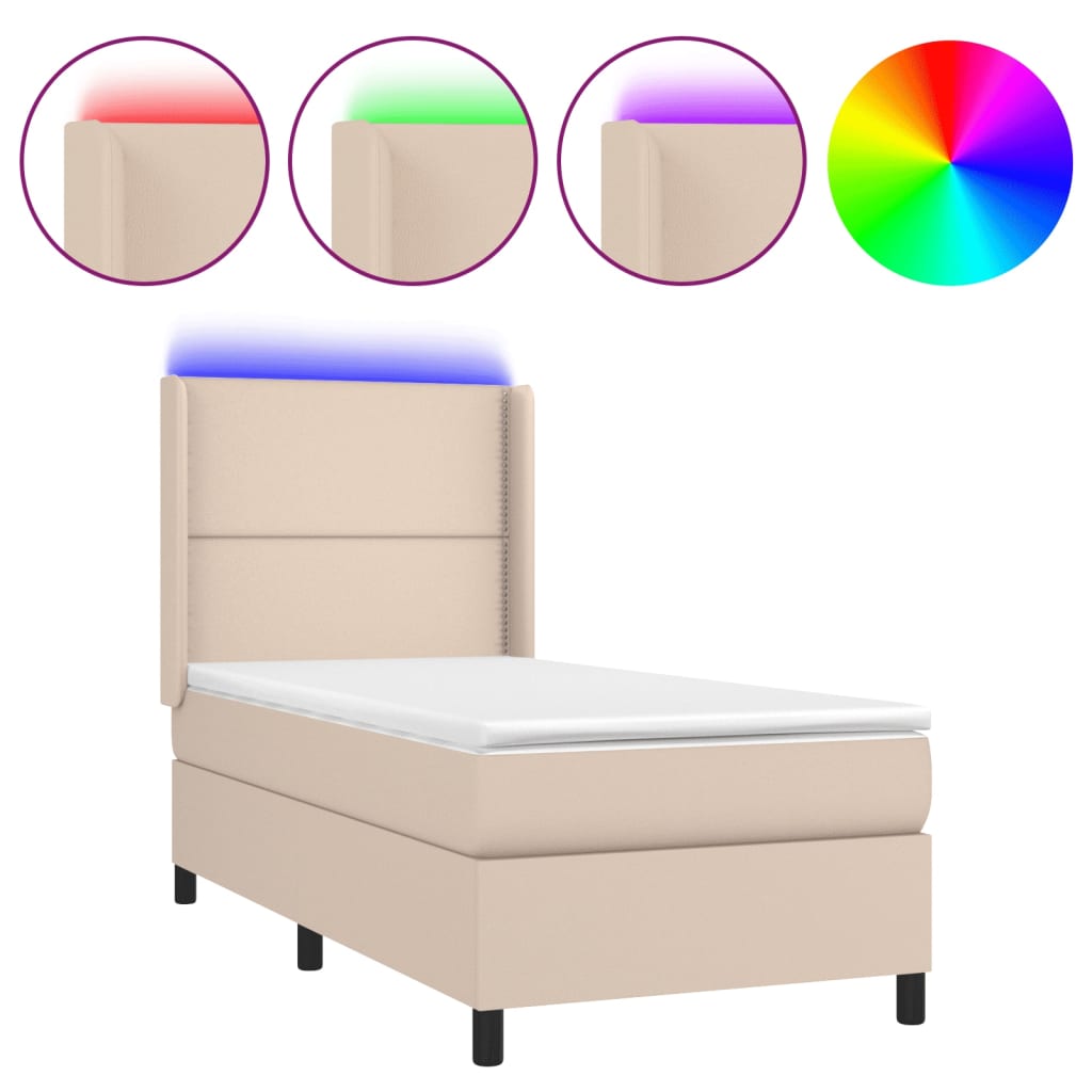 Boxspringbett mit Matratze & LED Cappuccino-Braun 90x200cm