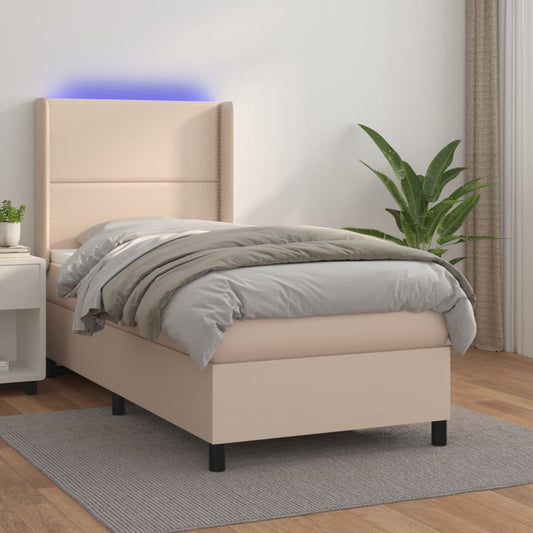 Boxspringbett mit Matratze & LED Cappuccino-Braun 90x200cm