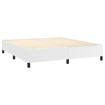 Boxspringbett mit Matratze & LED Weiß 160x200 cm Kunstleder