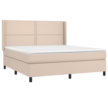 Box spring bed with mattress &amp; LED cappuccino brown 160x200cm