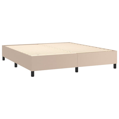 Box spring bed with mattress &amp; LED cappuccino brown 160x200cm