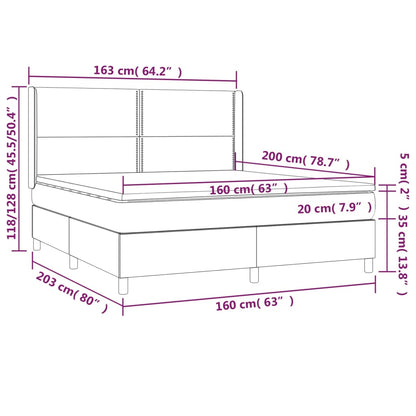 Box spring bed with mattress &amp; LED cappuccino brown 160x200cm