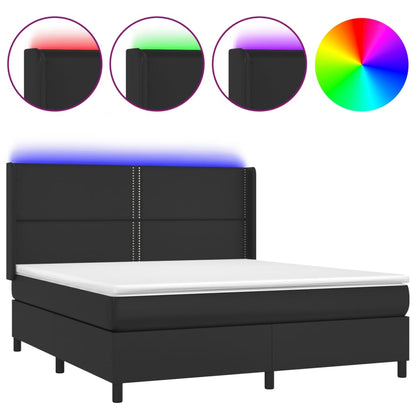 Boxspringbett mit Matratze & LED Schwarz 180x200 cm Kunstleder