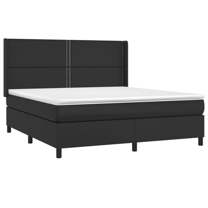 Boxspringbett mit Matratze & LED Schwarz 180x200 cm Kunstleder