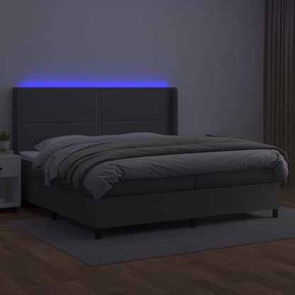 Boxspringbett mit Matratze & LED Grau 200x200 cm Kunstleder