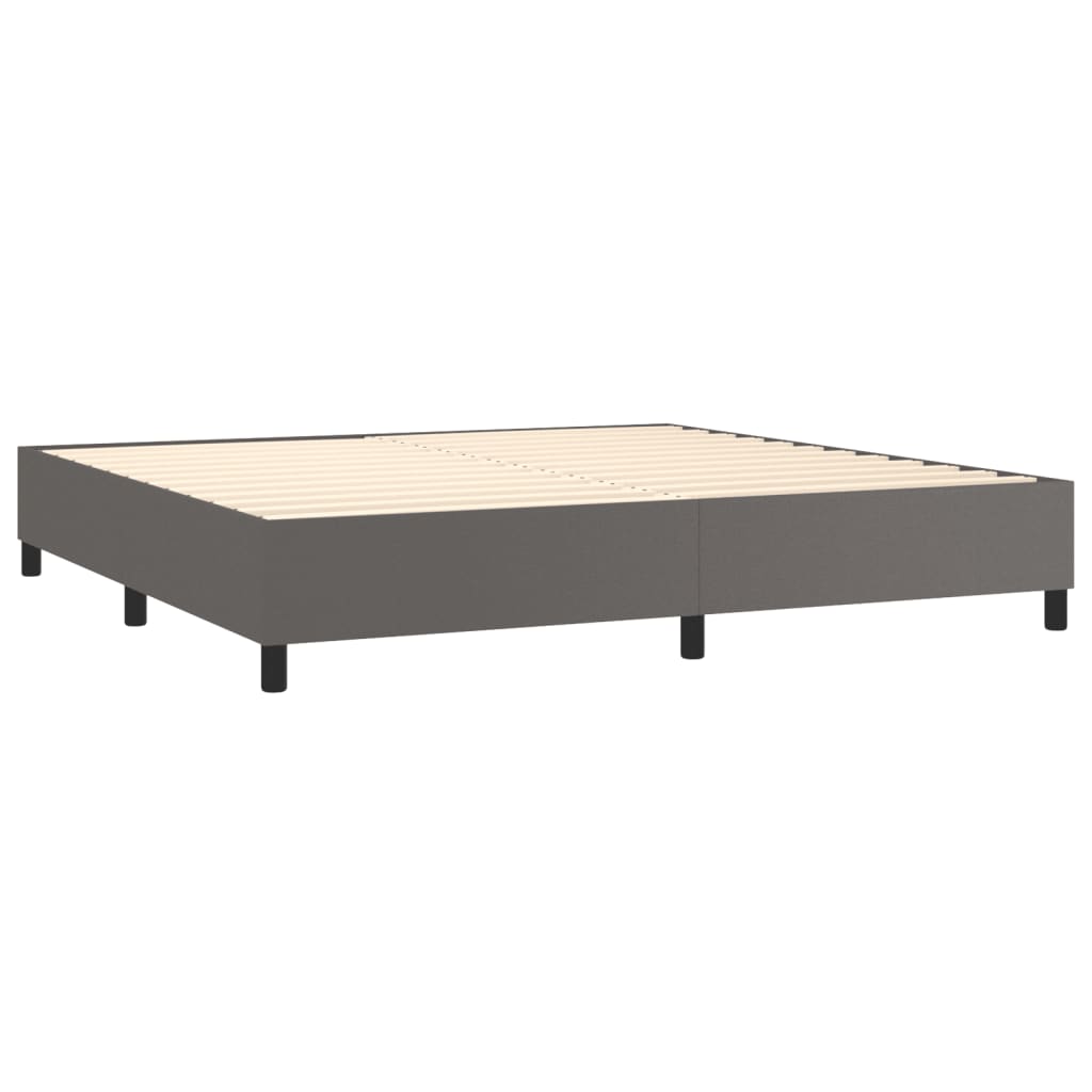 Boxspringbett mit Matratze & LED Grau 200x200 cm Kunstleder