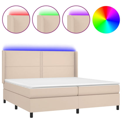 Boxspringbett mit Matratze & LED Cappuccino-Braun 200x200cm