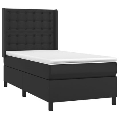 Boxspringbett mit Matratze & LED Schwarz 90x200 cm Kunstleder