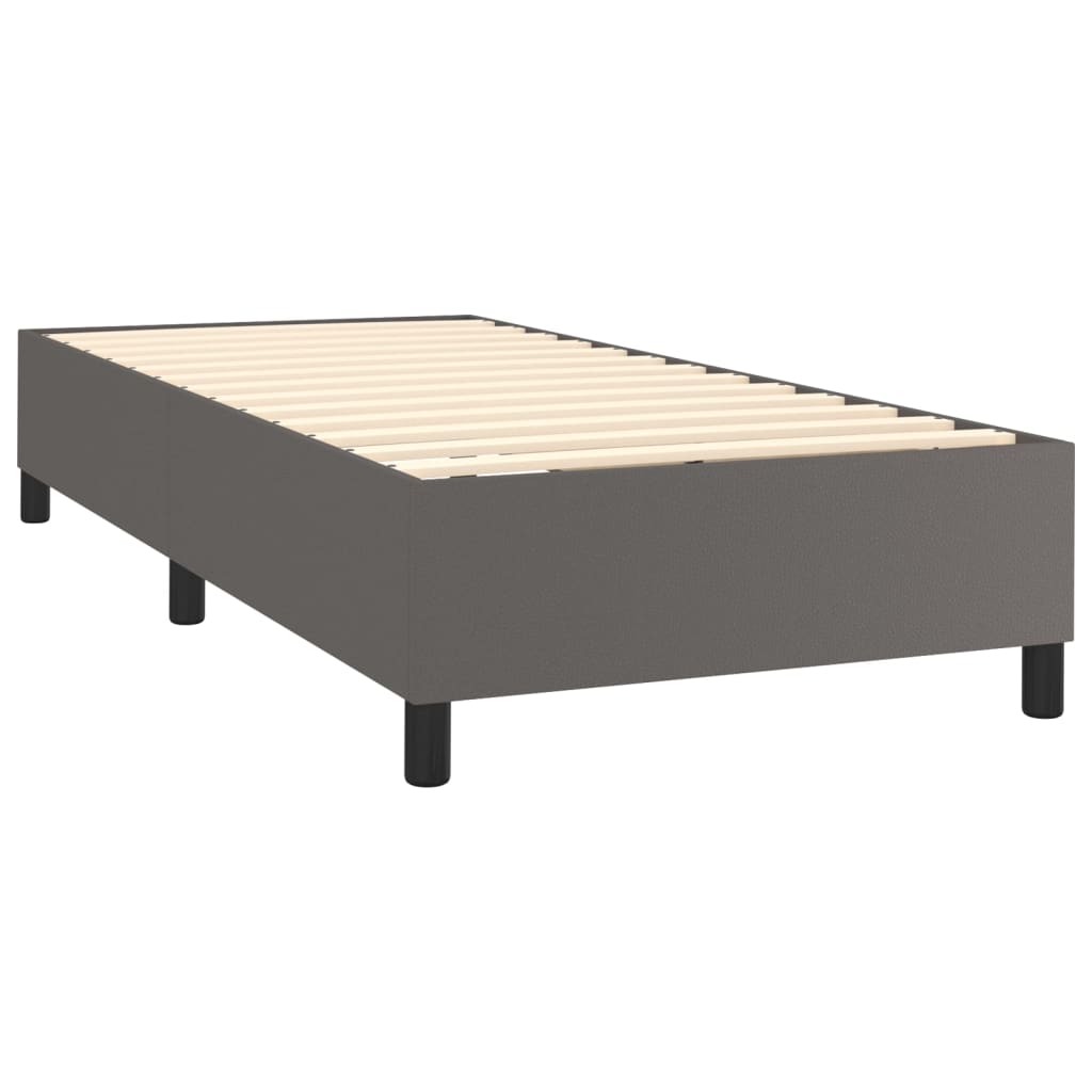 Box spring krevet s madracem i LED siva umjetna koža 90x200 cm