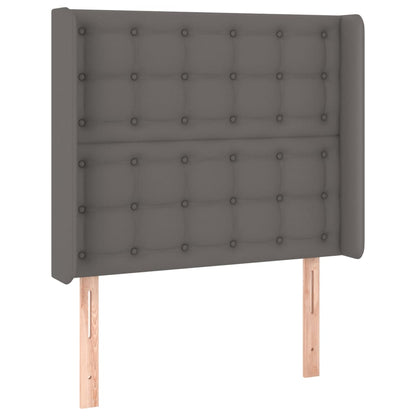 Box spring krevet s madracem i LED siva umjetna koža 90x200 cm