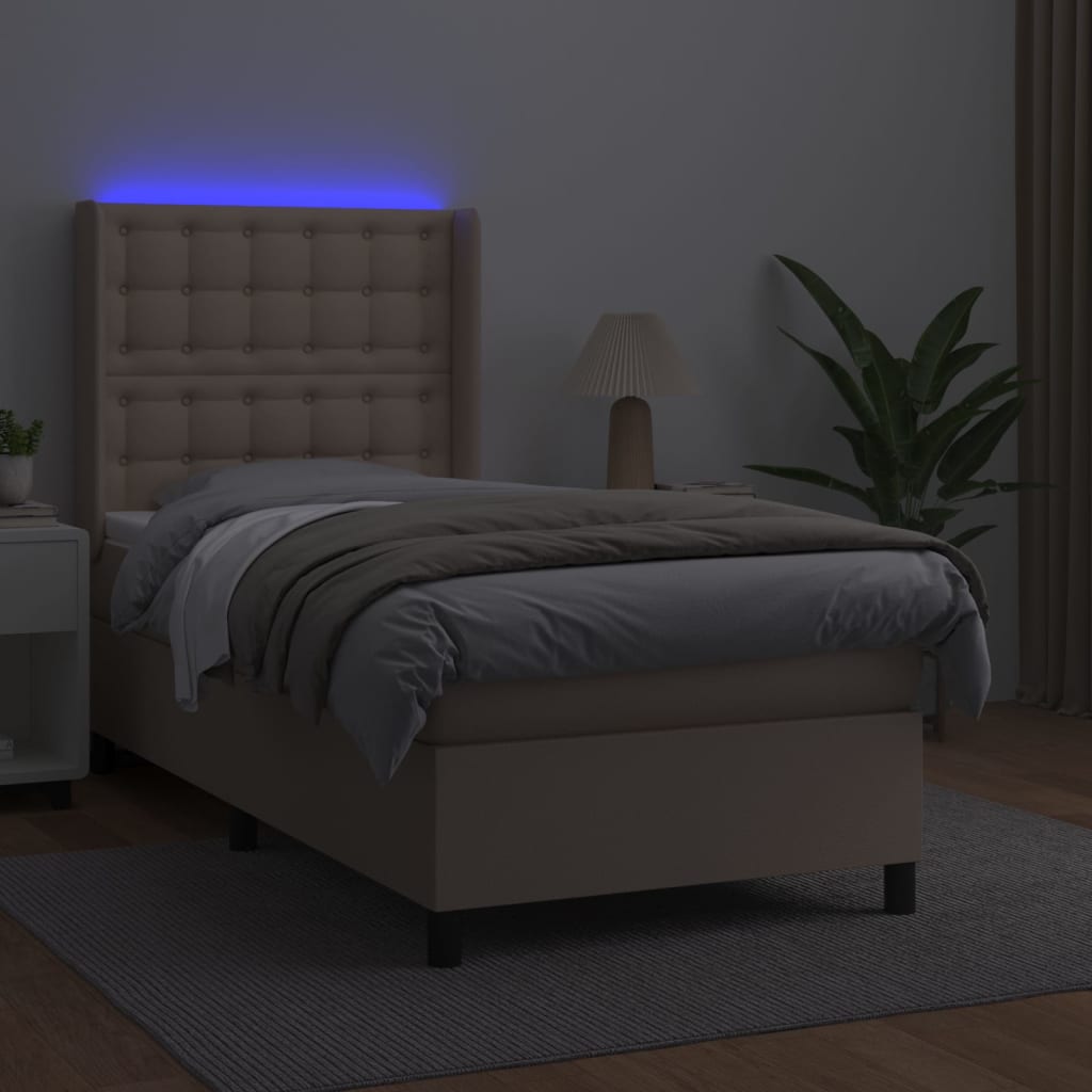 Boxspringbett mit Matratze & LED Cappuccino-Braun 90x200cm