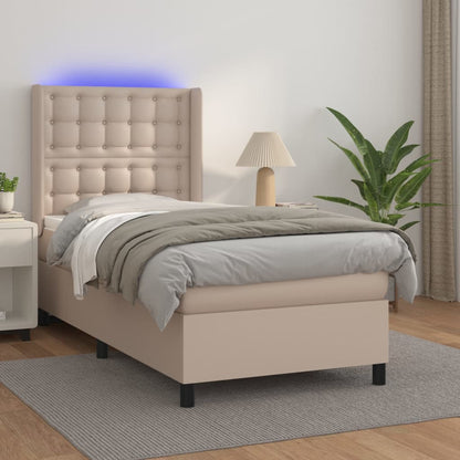 Boxspringbett mit Matratze & LED Cappuccino-Braun 90x200cm