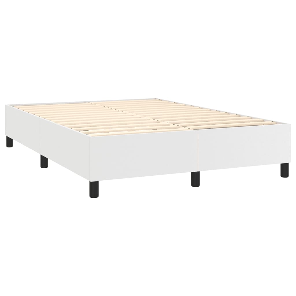 Boxspringbett mit Matratze & LED Weiß 140x200 cm Kunstleder