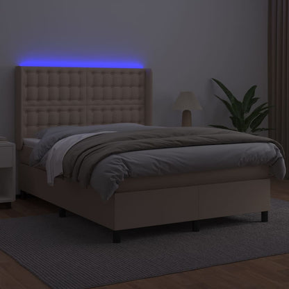 Boxspringbett mit Matratze & LED Cappuccino-Braun 140x200cm