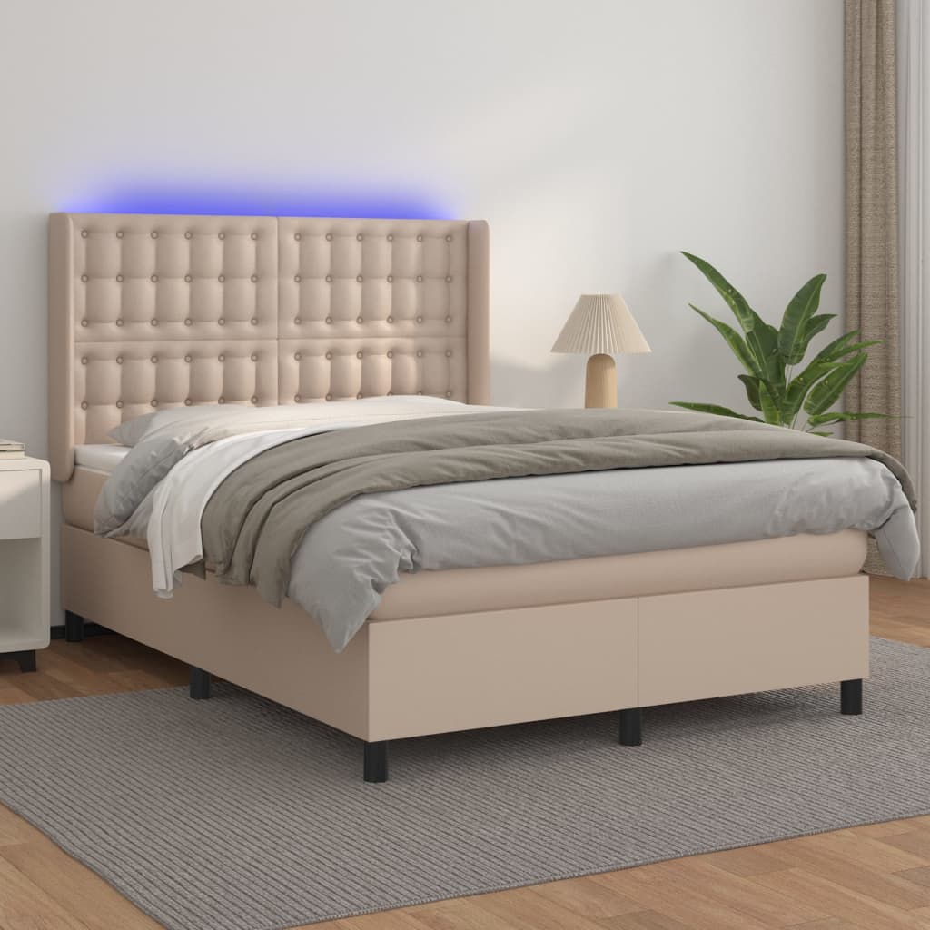 Boxspringbett mit Matratze & LED Cappuccino-Braun 140x200cm