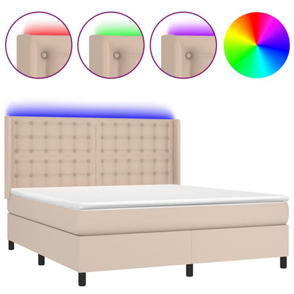 Boxspringbett mit Matratze & LED Cappuccino-Braun 160x200cm