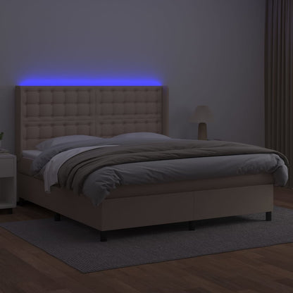 Boxspringbett mit Matratze & LED Cappuccino-Braun 160x200cm