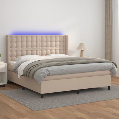 Boxspringbett mit Matratze & LED Cappuccino-Braun 160x200cm