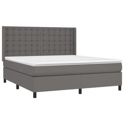 Box spring bed with mattress &amp; LED grey 180x200 cm artificial leather