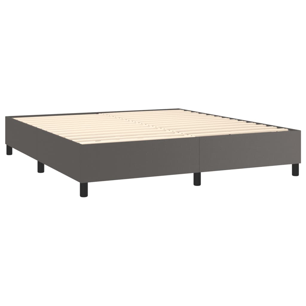 Box spring bed with mattress &amp; LED grey 180x200 cm artificial leather