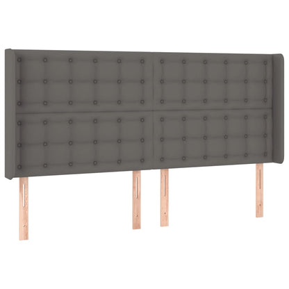 Box spring bed with mattress &amp; LED grey 180x200 cm artificial leather