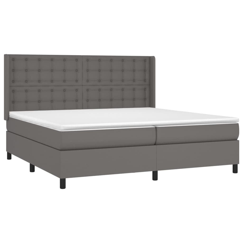 Boxspringbett mit Matratze & LED Grau 200x200 cm Kunstleder