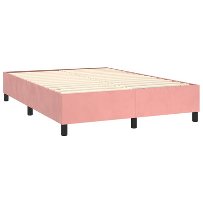 Boxspringbett mit Matratze & LED Rosa 140x200 cm Samt