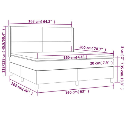 Boxspringbett mit Matratze & LED Rosa 160x200 cm Samt