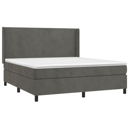 Boxspringbett mit Matratze & LED Dunkelgrau 180x200 cm Samt