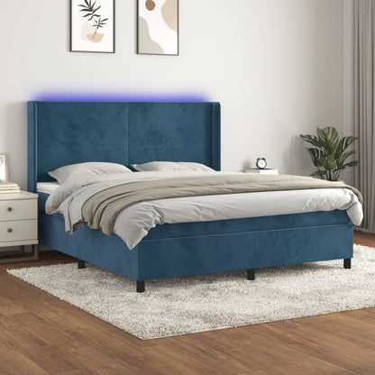 Boxspringbett mit Matratze & LED Dunkelblau 180x200 cm Samt