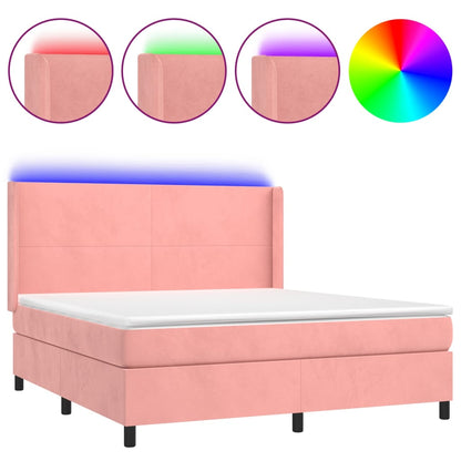 Boxspringbett mit Matratze & LED Rosa 180x200 cm Samt