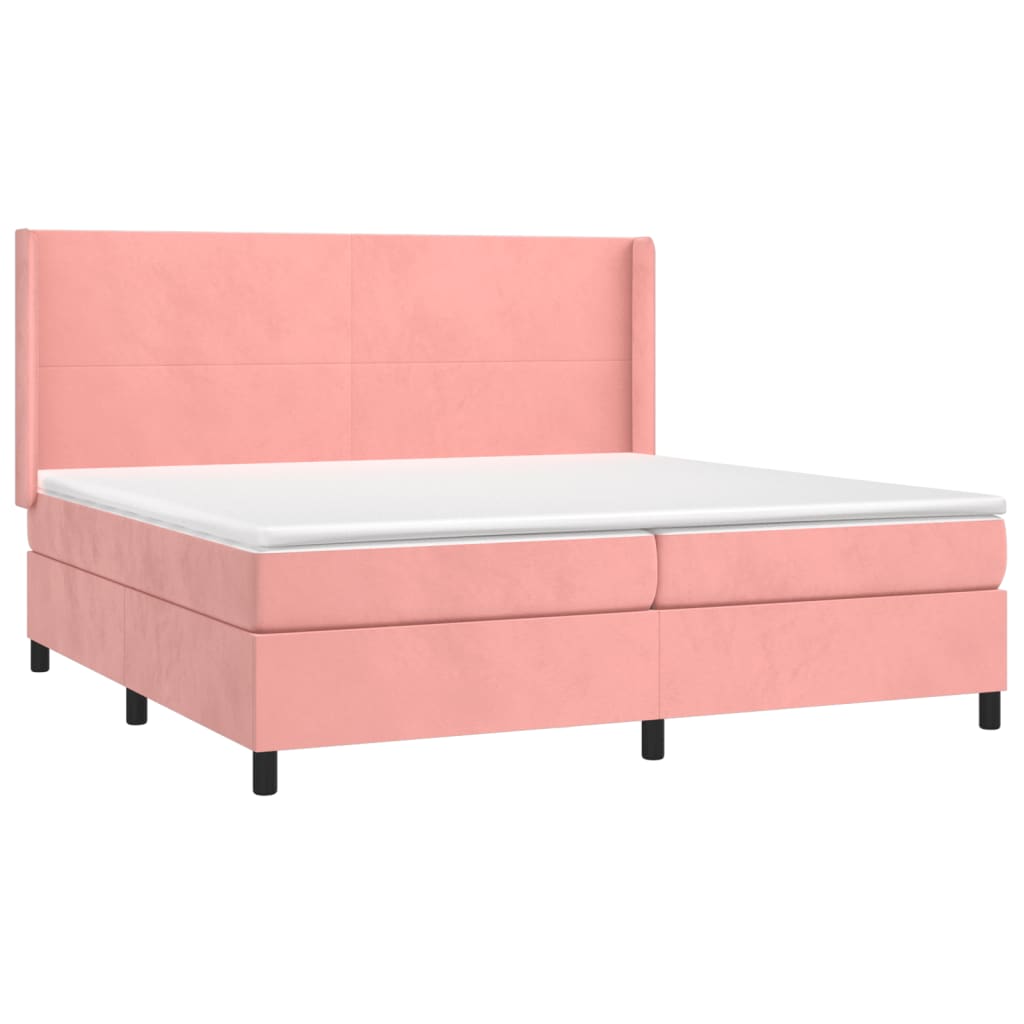 Boxspringbett mit Matratze & LED Rosa 200x200 cm Samt