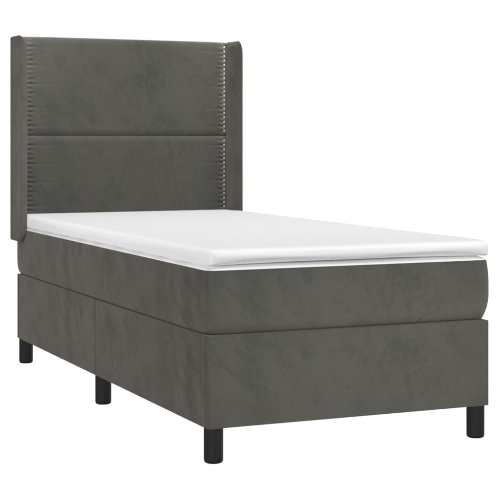 Boxspringbett mit Matratze & LED Dunkelgrau 90x200 cm Samt