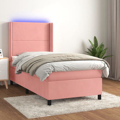 Boxspringbett mit Matratze & LED Rosa 90x200 cm Samt