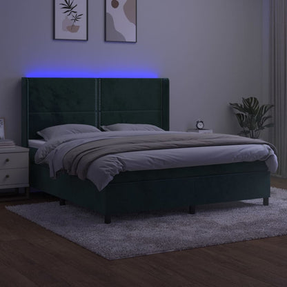 Boxspringbett mit Matratze & LED Dunkelgrün 180x200 cm Samt