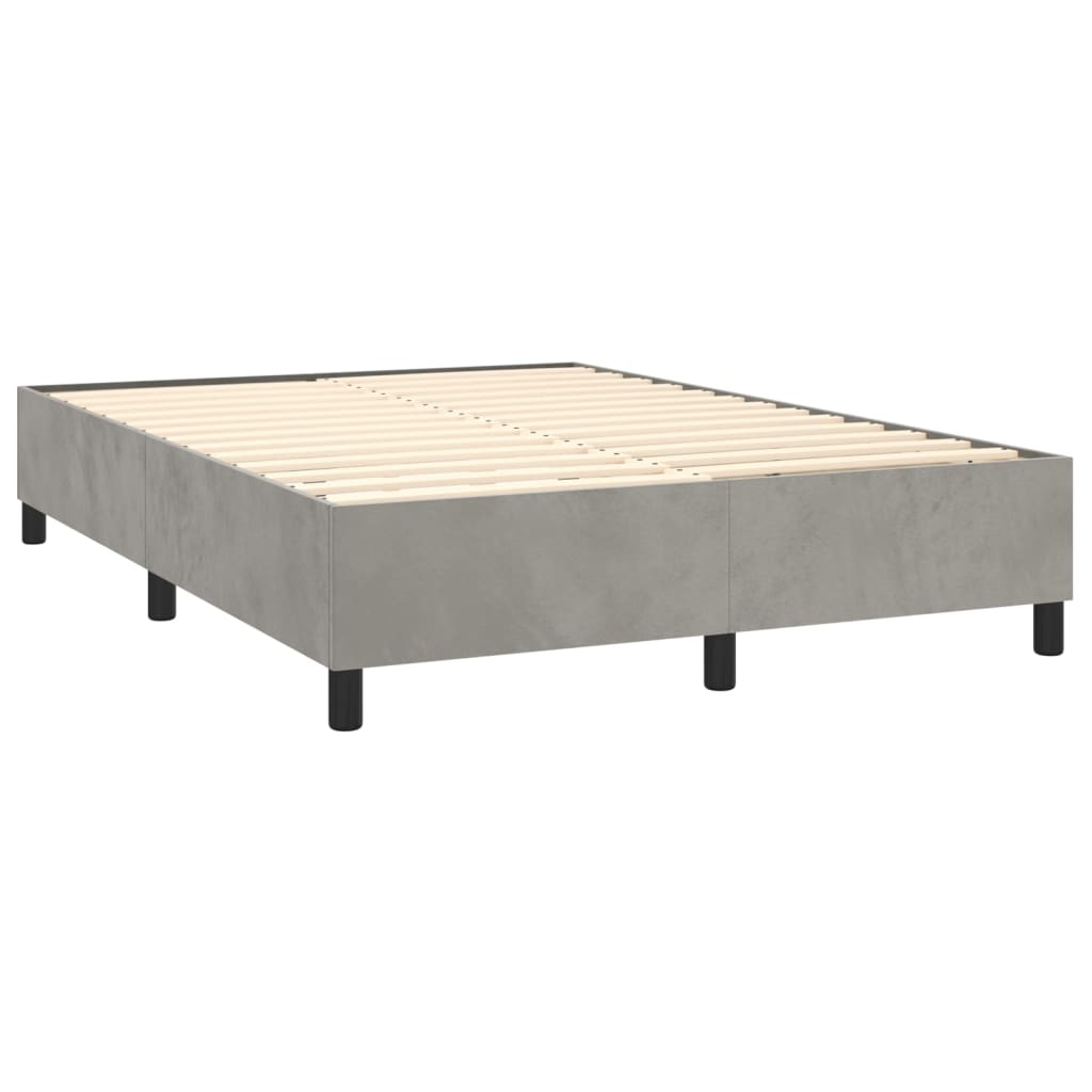 Box spring krevet s madracem i LED svjetlo sivi 140x200 cm baršun