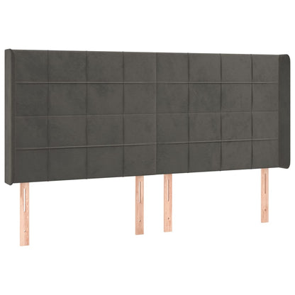 Box spring krevet s madracem i LED tamno sivi 160x200 cm baršun