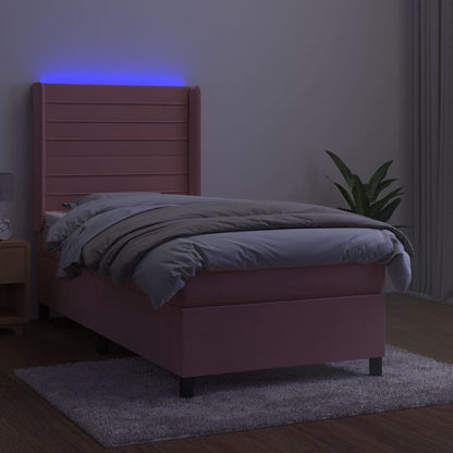 Boxspringbett mit Matratze & LED Rosa 90x200 cm Samt