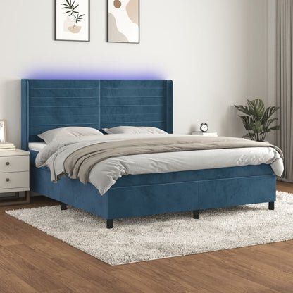 Boxspringbett mit Matratze & LED Dunkelblau 180x200 cm Samt