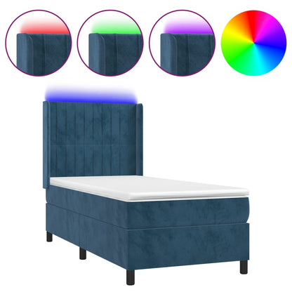 Boxspringbett mit Matratze & LED Dunkelblau 90x200 cm Samt