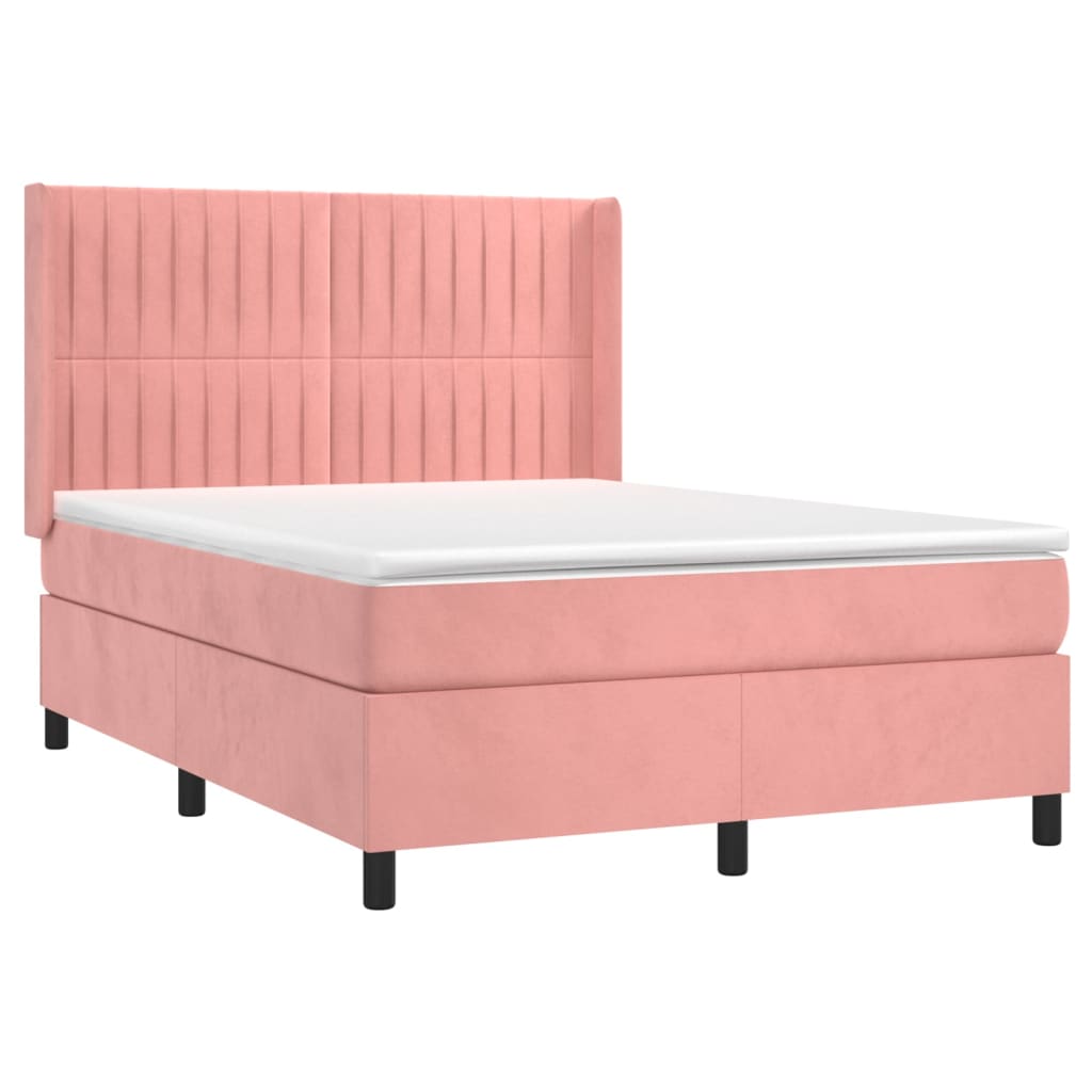 Boxspringbett mit Matratze & LED Rosa 140x200 cm Samt