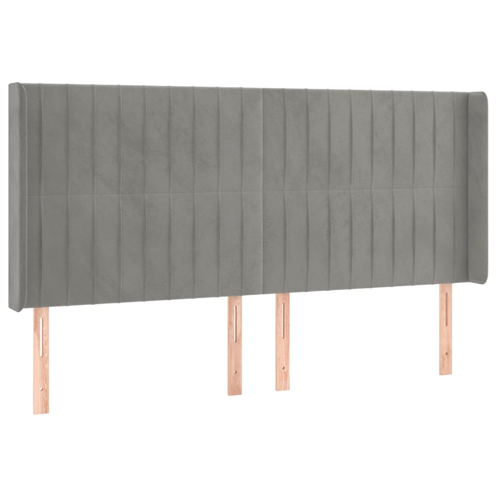 Box spring krevet s madracem i LED svjetlo sivi 200x200 cm baršun