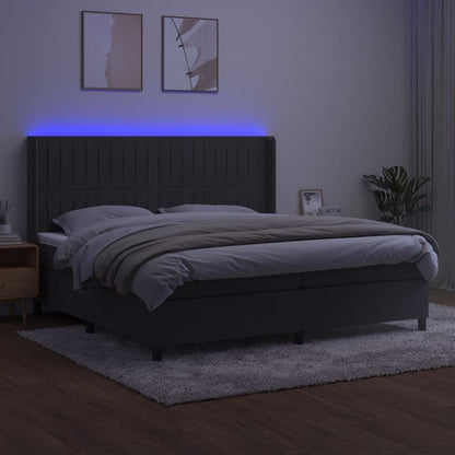 Boxspringbett mit Matratze & LED Dunkelgrau 200x200 cm Samt