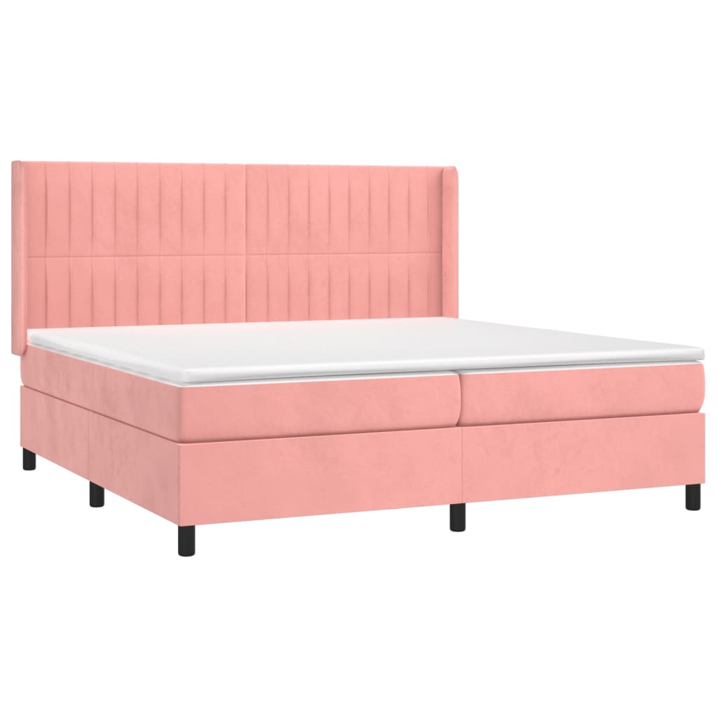 Boxspringbett mit Matratze & LED Rosa 200x200 cm Samt