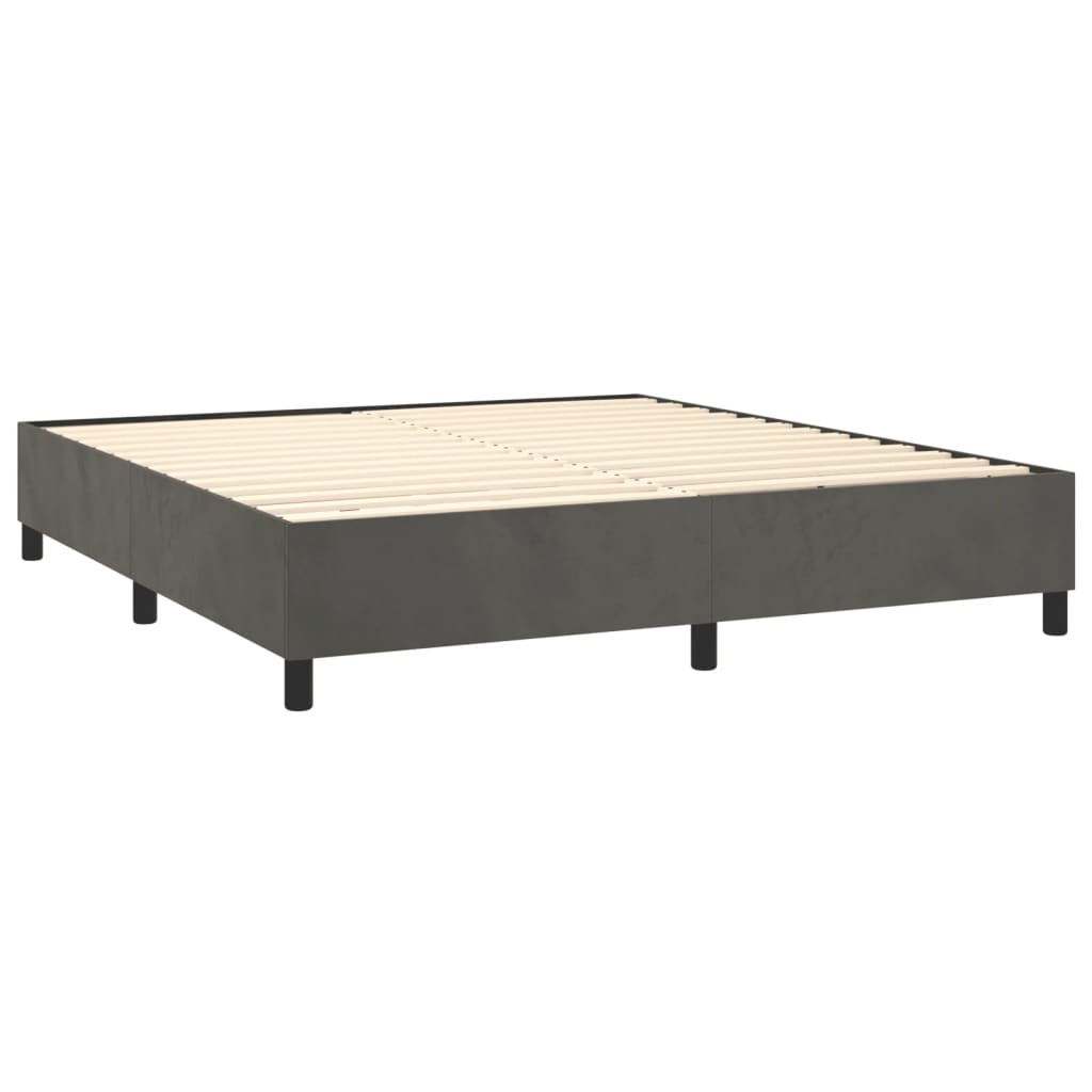 Boxspringbett mit Matratze & LED Dunkelgrau 180x200 cm Samt